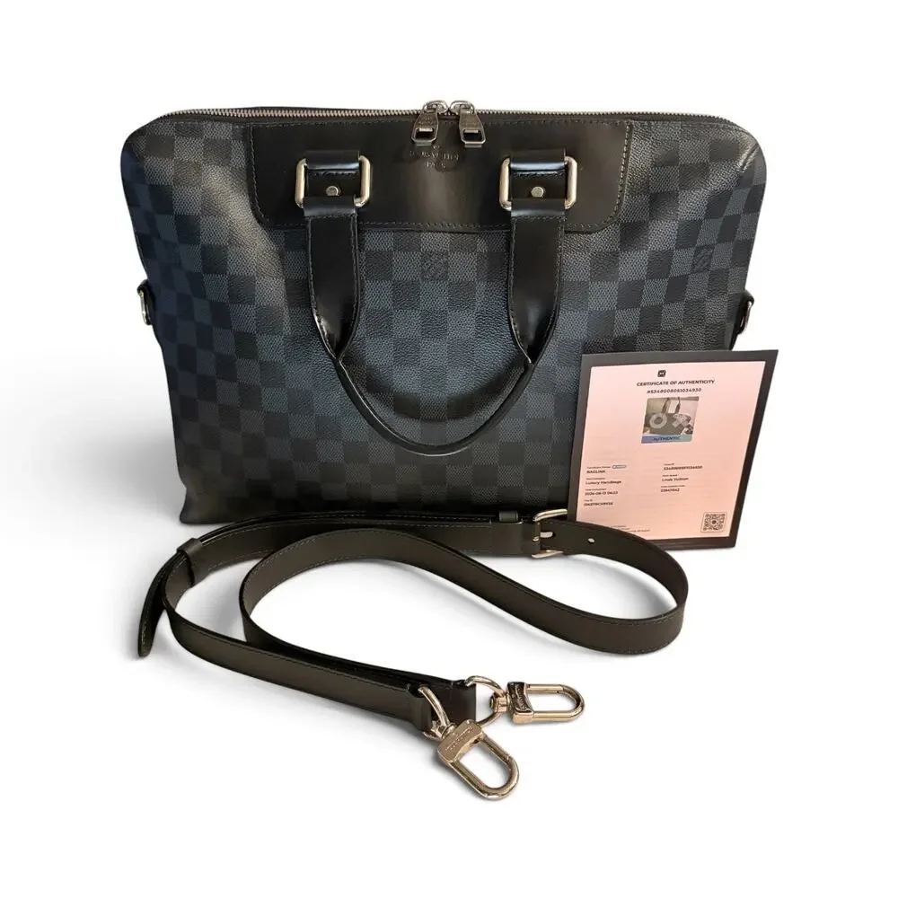 Louis Vuitton Porte-Documents Jour Damier Graphite Briefcase Laptop Bag w/Strap